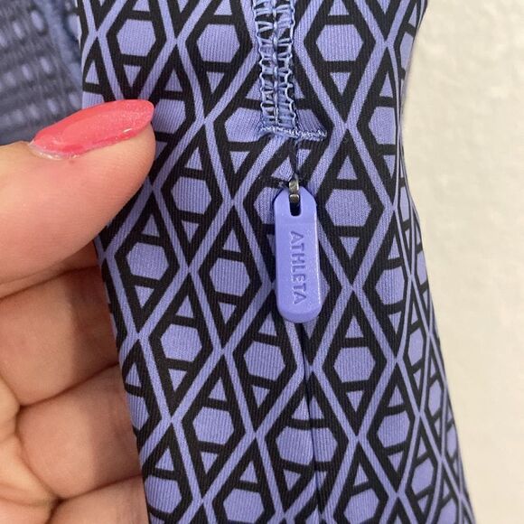 NWOT- Athleta-Ultimate Ease Fit And Flare Blue Purple Printed Dress- Size Small - Picture 8 of 15
